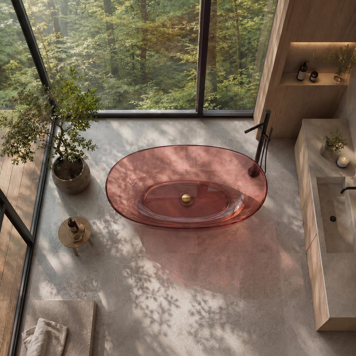 Noto Transparent Oval Shape Freestanding Bathtub NO Overflow 1500/1700mm - Custom Colours