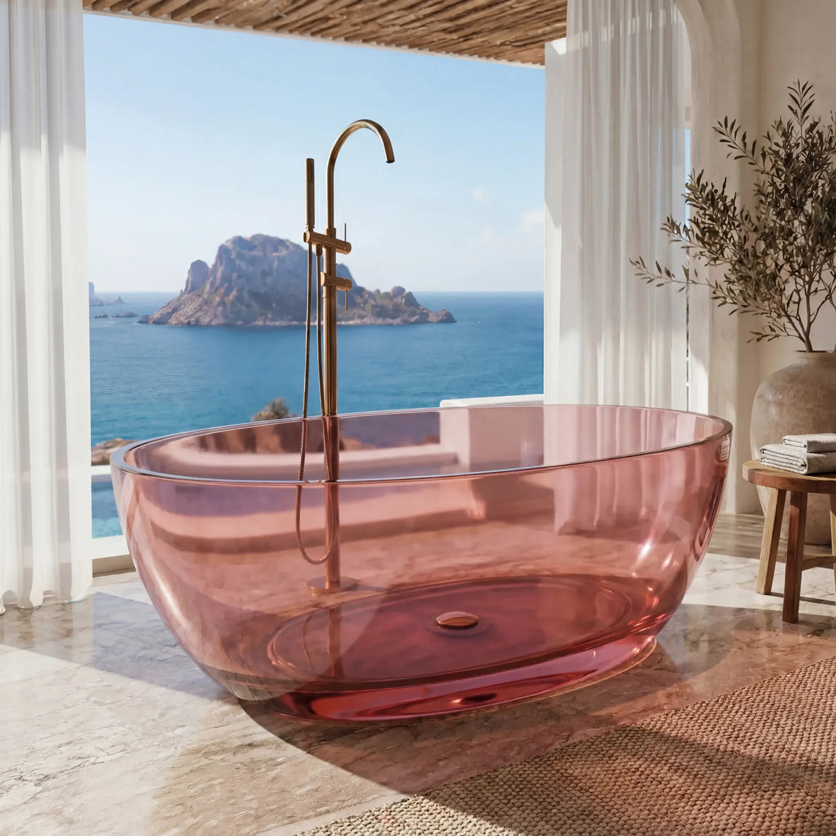 Noto Transparent Oval Shape Freestanding Bathtub NO Overflow 1500/1700mm - Custom Colours
