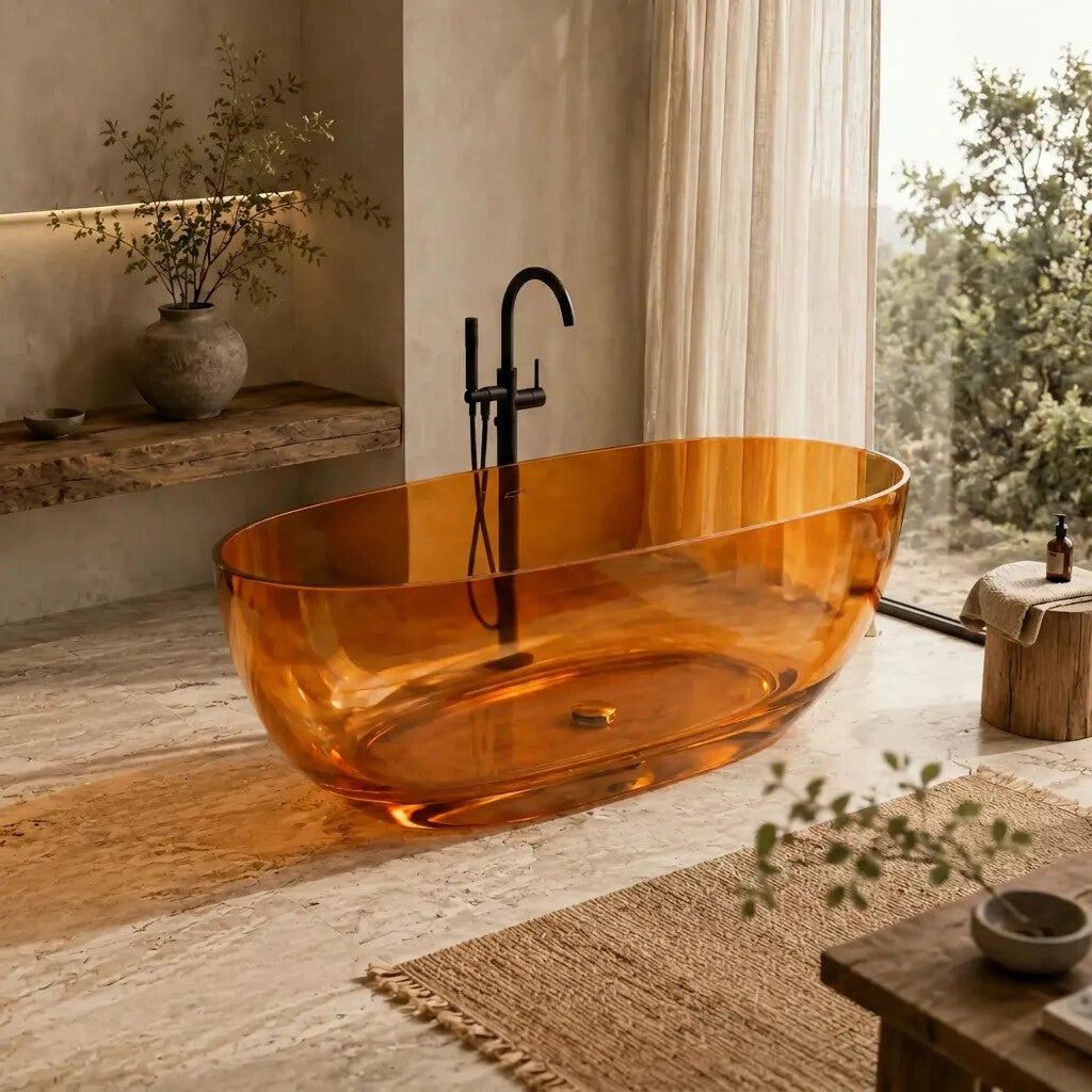Noto Transparent Oval Shape Freestanding Bathtub NO Overflow 1500/1700mm - Custom Colours