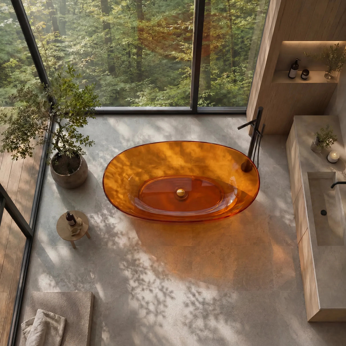 Noto Transparent Oval Shape Freestanding Bathtub NO Overflow 1500/1700mm - Custom Colours