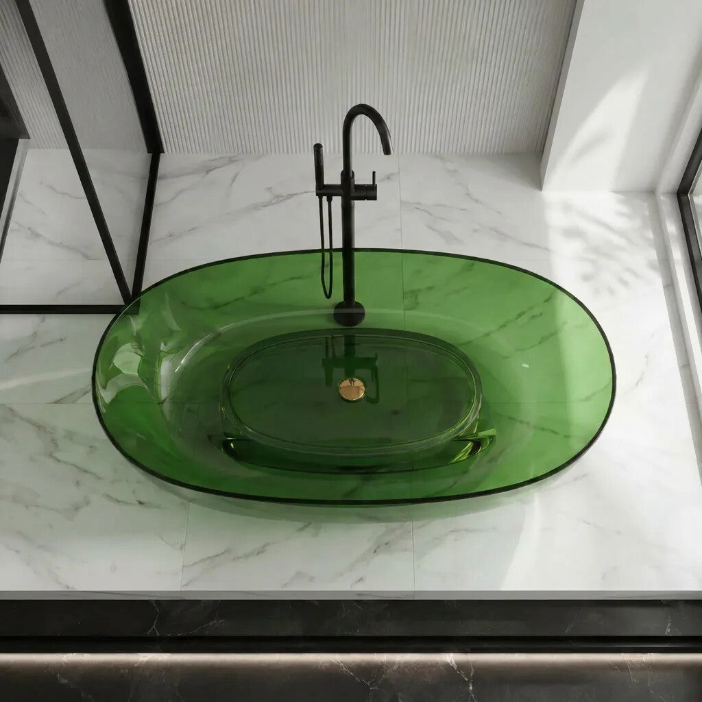Noto Transparent Oval Shape Freestanding Bathtub NO Overflow 1500/1700mm - Custom Colours