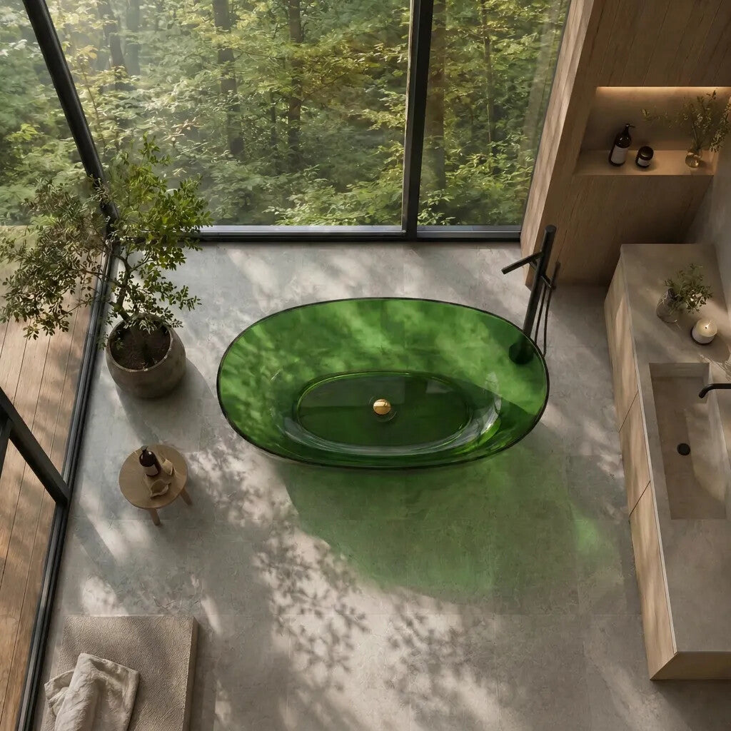 Noto Transparent Oval Shape Freestanding Bathtub NO Overflow 1500/1700mm - Custom Colours