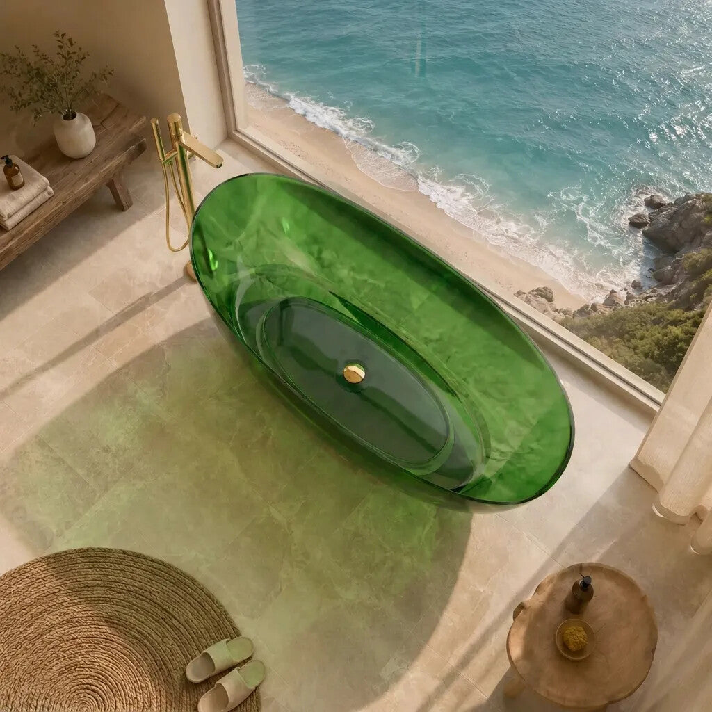 Noto Transparent Oval Shape Freestanding Bathtub NO Overflow 1500/1700mm - Custom Colours