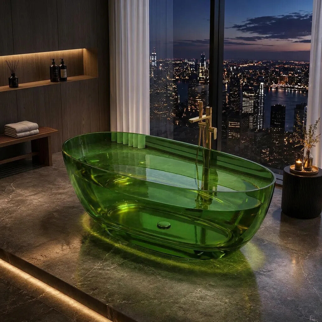 Noto Transparent Oval Shape Freestanding Bathtub NO Overflow 1500/1700mm - Custom Colours