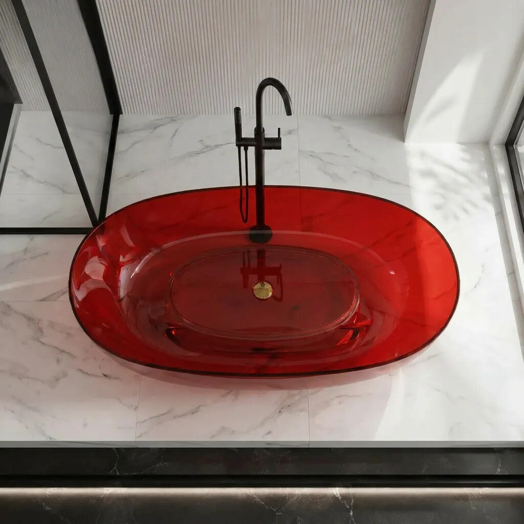 Noto Transparent Oval Shape Freestanding Bathtub NO Overflow 1500/1700mm - Custom Colours