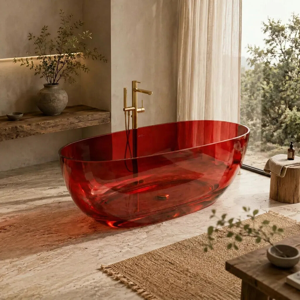 Noto Transparent Oval Shape Freestanding Bathtub NO Overflow 1500/1700mm - Custom Colours
