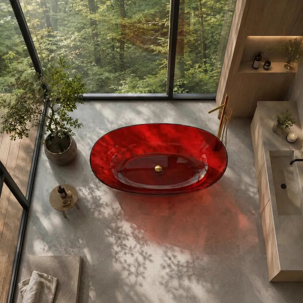 Noto Transparent Oval Shape Freestanding Bathtub NO Overflow 1500/1700mm - Custom Colours