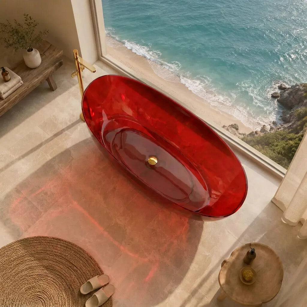 Noto Transparent Oval Shape Freestanding Bathtub NO Overflow 1500/1700mm - Custom Colours