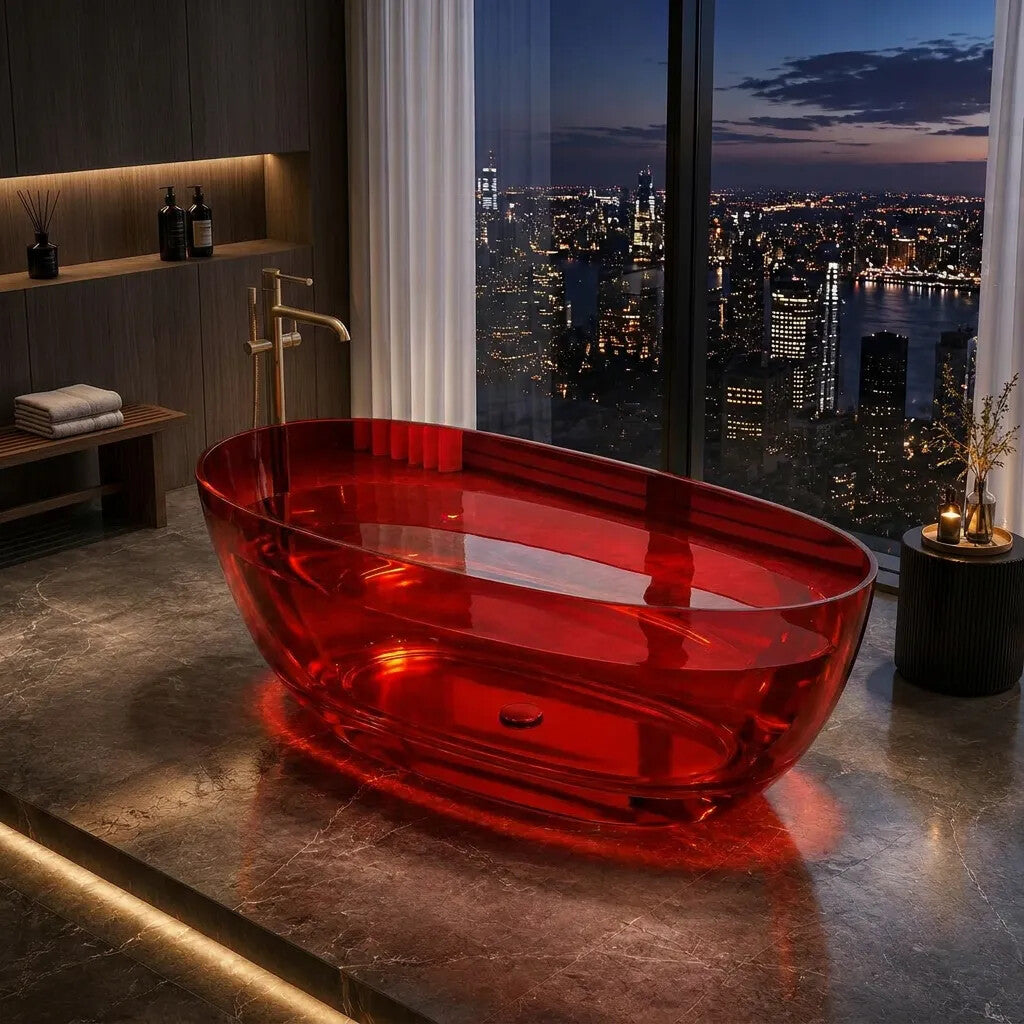 Noto Transparent Oval Shape Freestanding Bathtub NO Overflow 1500/1700mm - Custom Colours