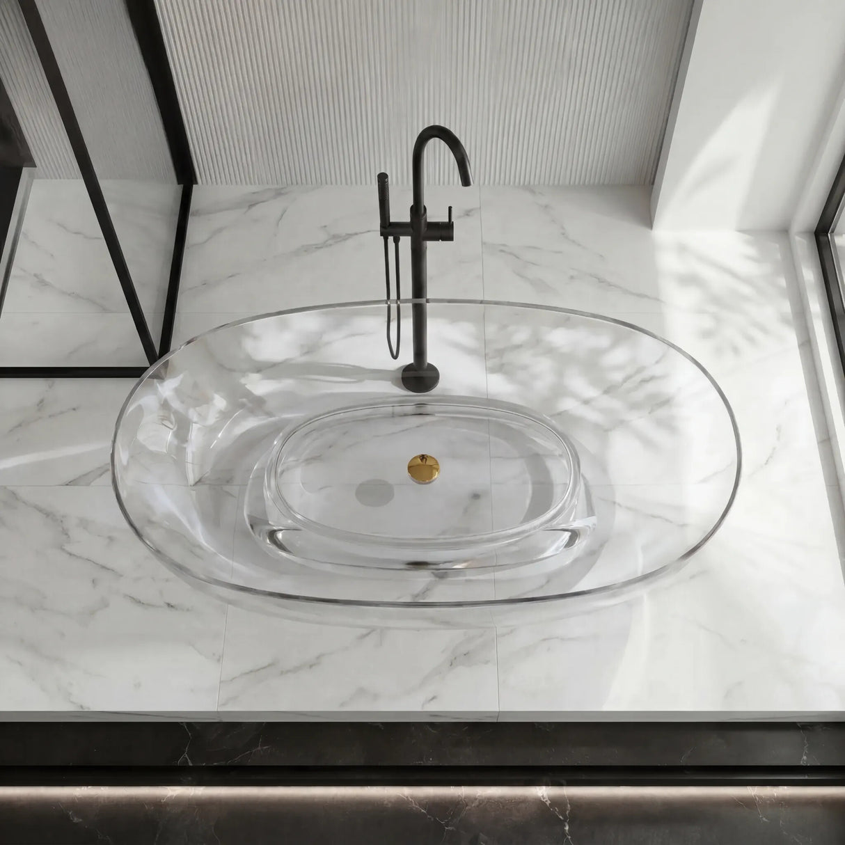 Noto Transparent Oval Shape Freestanding Bathtub NO Overflow 1500/1700mm - Custom Colours