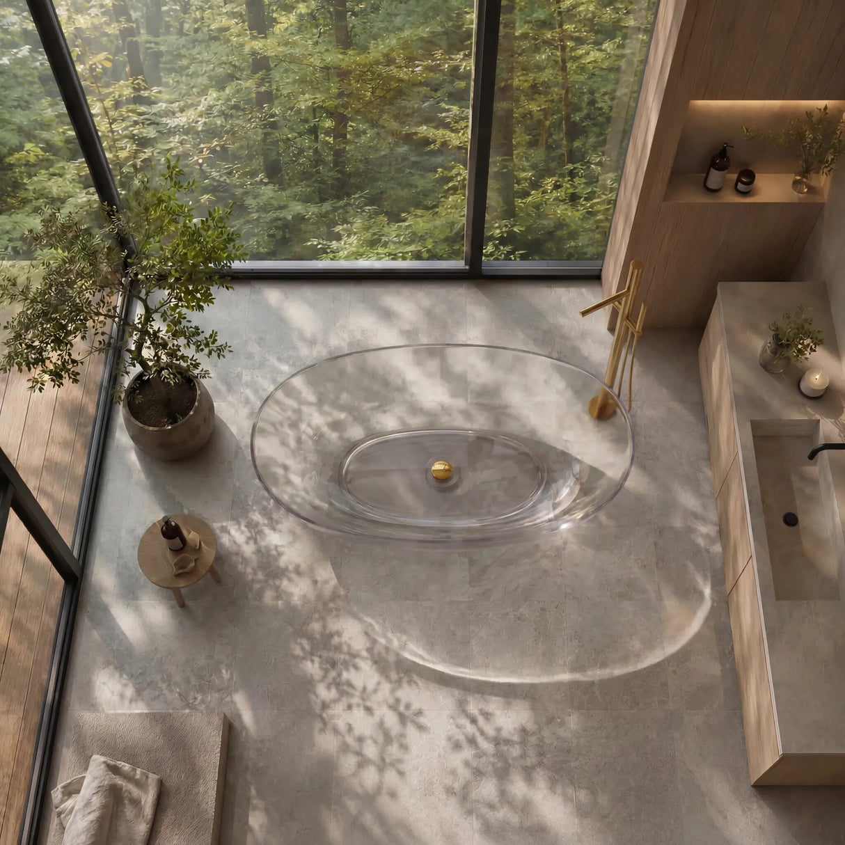 Noto Transparent Oval Shape Freestanding Bathtub NO Overflow 1500/1700mm - Custom Colours