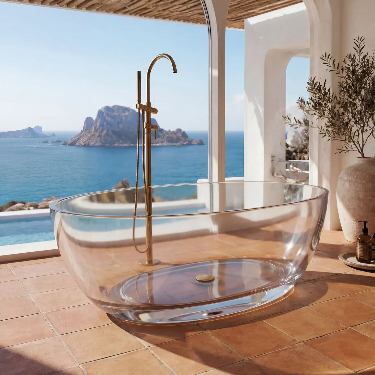 Noto Transparent Oval Shape Freestanding Bathtub NO Overflow 1500/1700mm - Custom Colours