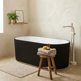 Oslo V-Groove Freestanding Bathtub Fluted NO Overflow 1500x750x580/1700x800x580mm - Matt White & Black