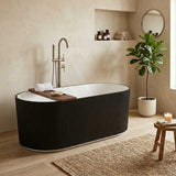 Oslo V-Groove Freestanding Bathtub Fluted NO Overflow 1500x750x580/1700x800x580mm - Matt White & Black