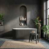 Oslo V-Groove Freestanding Bathtub Fluted NO Overflow 1500x750x580/1700x800x580mm - Matt White & Black
