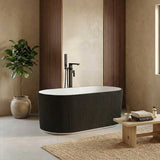 Oslo V-Groove Freestanding Bathtub Fluted NO Overflow 1500x750x580/1700x800x580mm - Matt White & Black