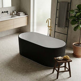 Oslo V-Groove Freestanding Bathtub Fluted NO Overflow 1500x750x580/1700x800x580mm - Matt White & Black