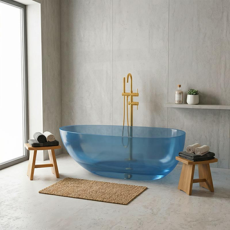 Petii Transparent Egg Shape Freestanding Bathtub NO Overflow 1500x760x540/1700x850x550mm - Custom Colours