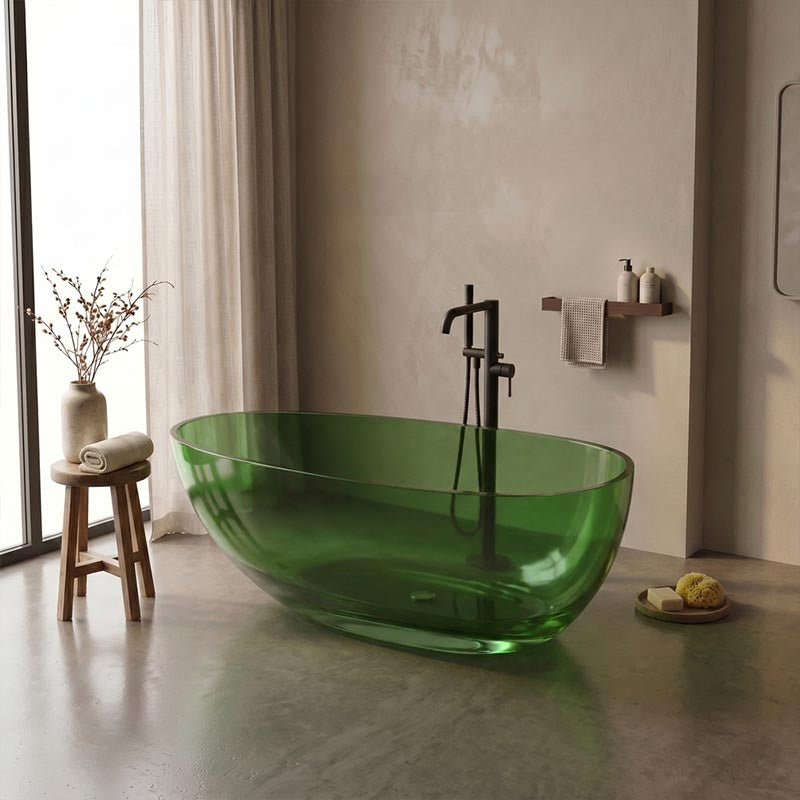 Petii Transparent Egg Shape Freestanding Bathtub NO Overflow 1500x760x540/1700x850x550mm - Custom Colours