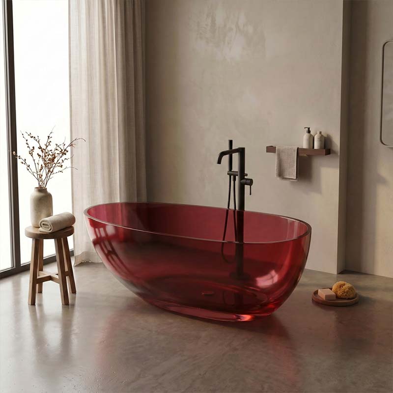 Petii Transparent Egg Shape Freestanding Bathtub NO Overflow 1500x760x540/1700x850x550mm - Custom Colours
