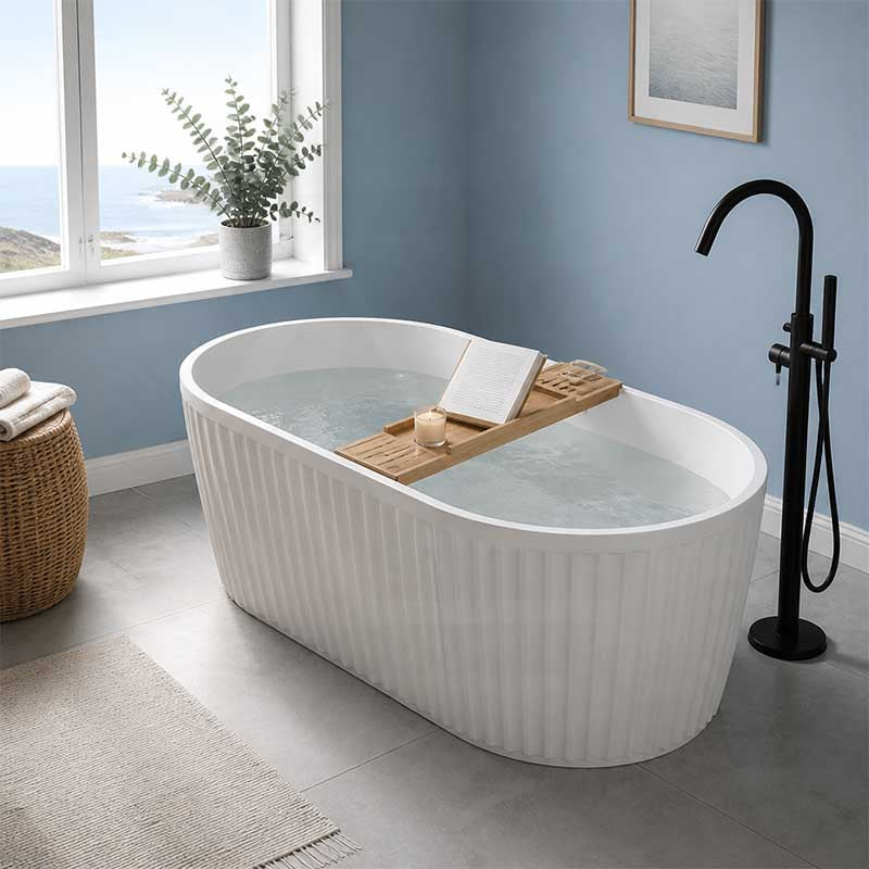Roma Freestanding Oval Bathtub Acrylic NO Overflow 1500/1700mm - Variant Colour Available