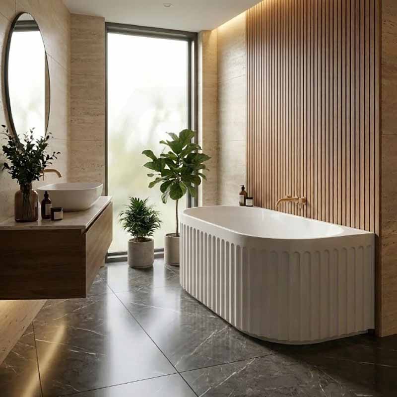 Roma Back to Wall Bathtub Acrylic NO Overflow 1500/1700mm - Variant Colour
