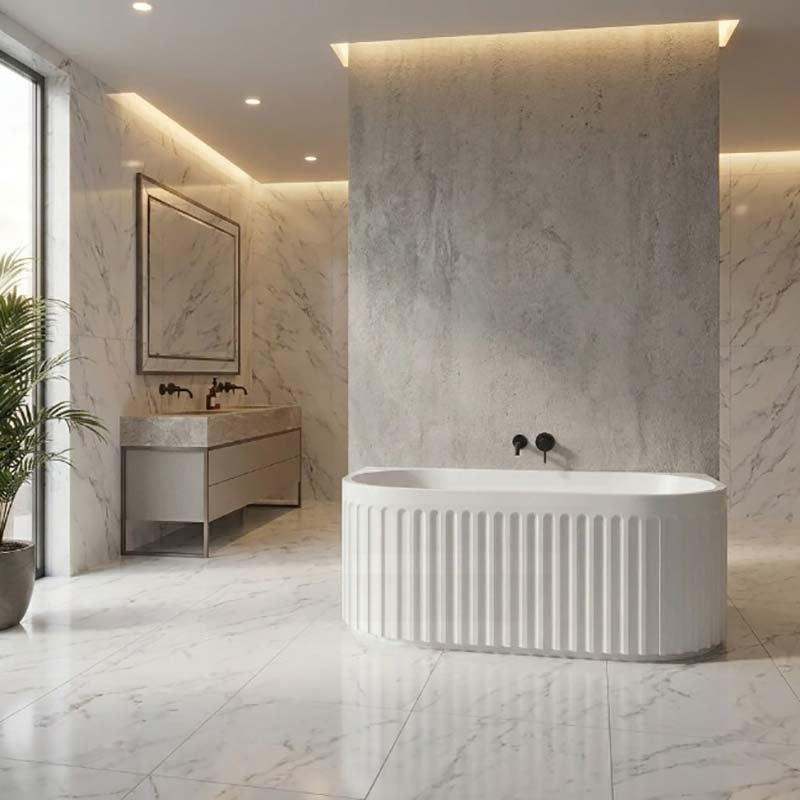 Roma Back to Wall Bathtub Acrylic NO Overflow 1500/1700mm - Variant Colour