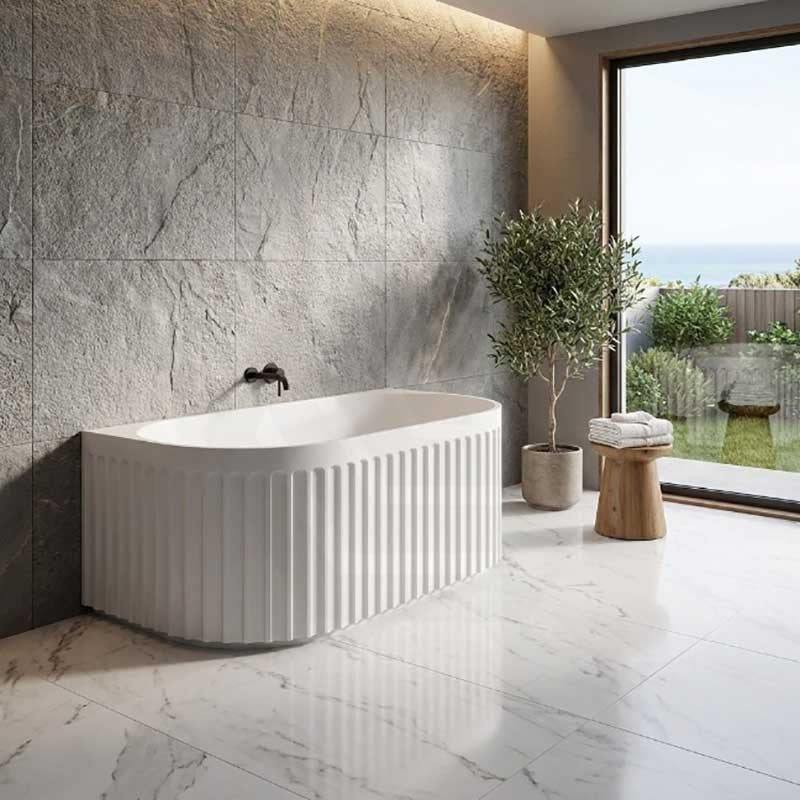 Roma Back to Wall Bathtub Acrylic NO Overflow 1500/1700mm - Variant Colour