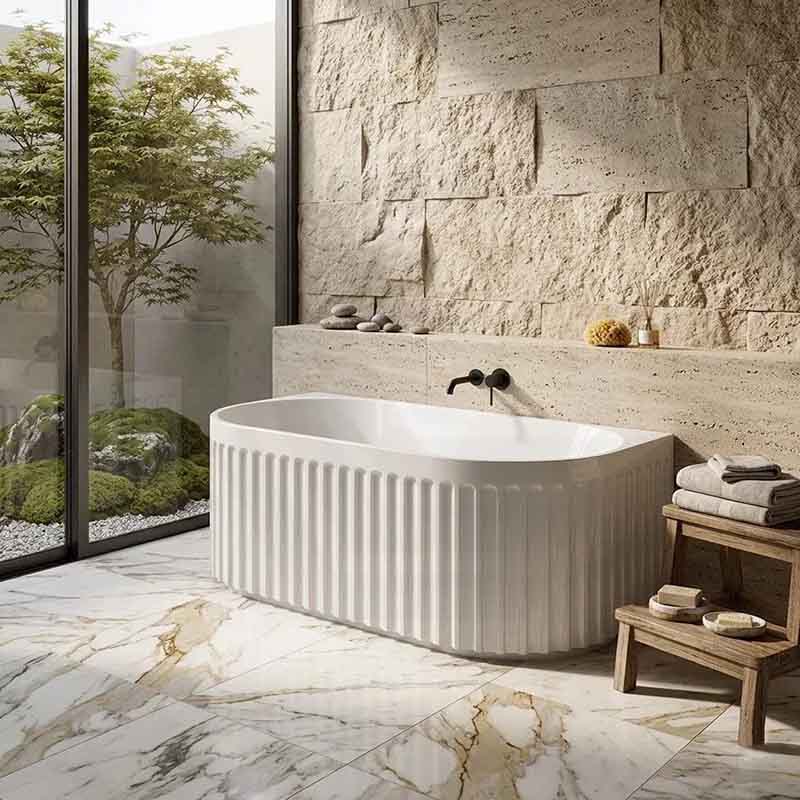 Roma Back to Wall Bathtub Acrylic NO Overflow 1500/1700mm - Variant Colour
