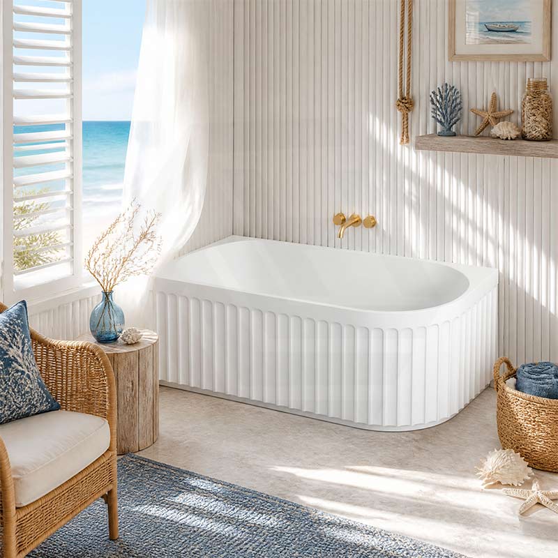 Roma Acrylic Left/Right Corner Bathtub NO Overflow 1500/1700mm - Gloss/Matt White
