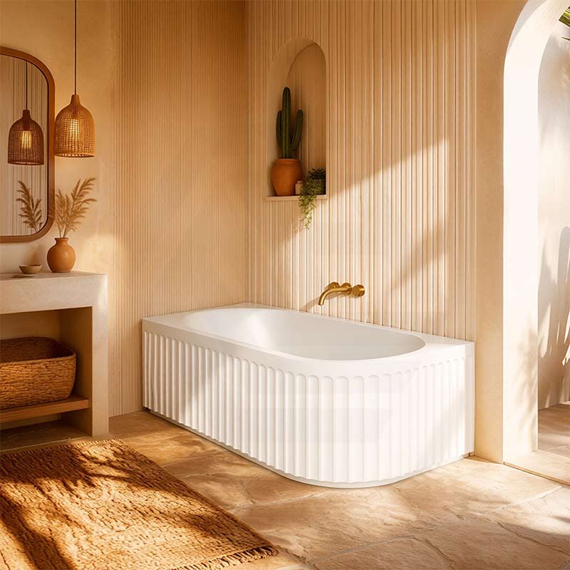 Roma Acrylic Left/Right Corner Bathtub NO Overflow 1500/1700mm - Gloss/Matt White
