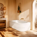 Roma Acrylic Left/Right Corner Bathtub NO Overflow 1500/1700mm - Gloss/Matt White