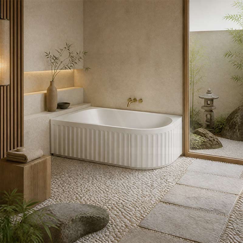 Roma Acrylic Left/Right Corner Bathtub NO Overflow 1500/1700mm - Gloss/Matt White