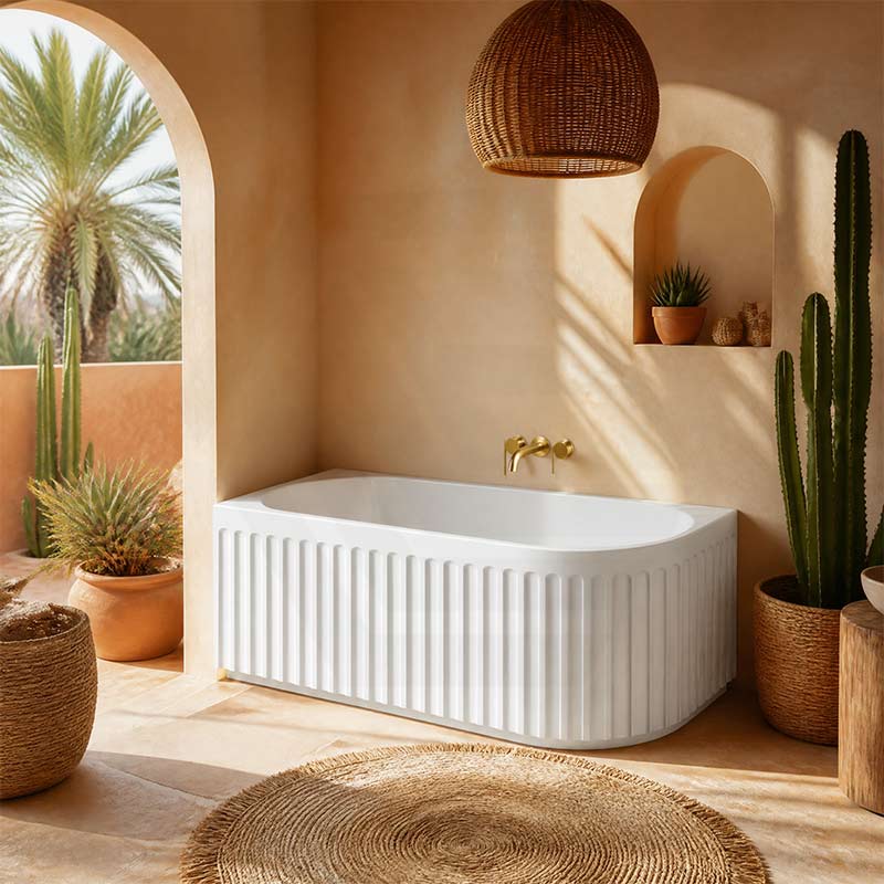Roma Acrylic Left/Right Corner Bathtub NO Overflow 1500/1700mm - Gloss/Matt White