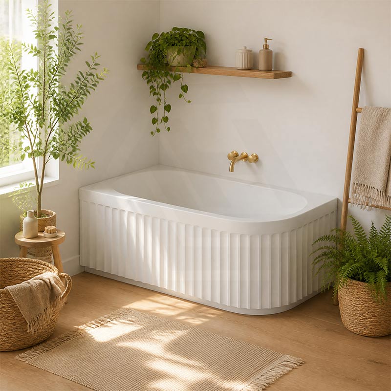 Roma Acrylic Left/Right Corner Bathtub NO Overflow 1500/1700mm - Gloss/Matt White