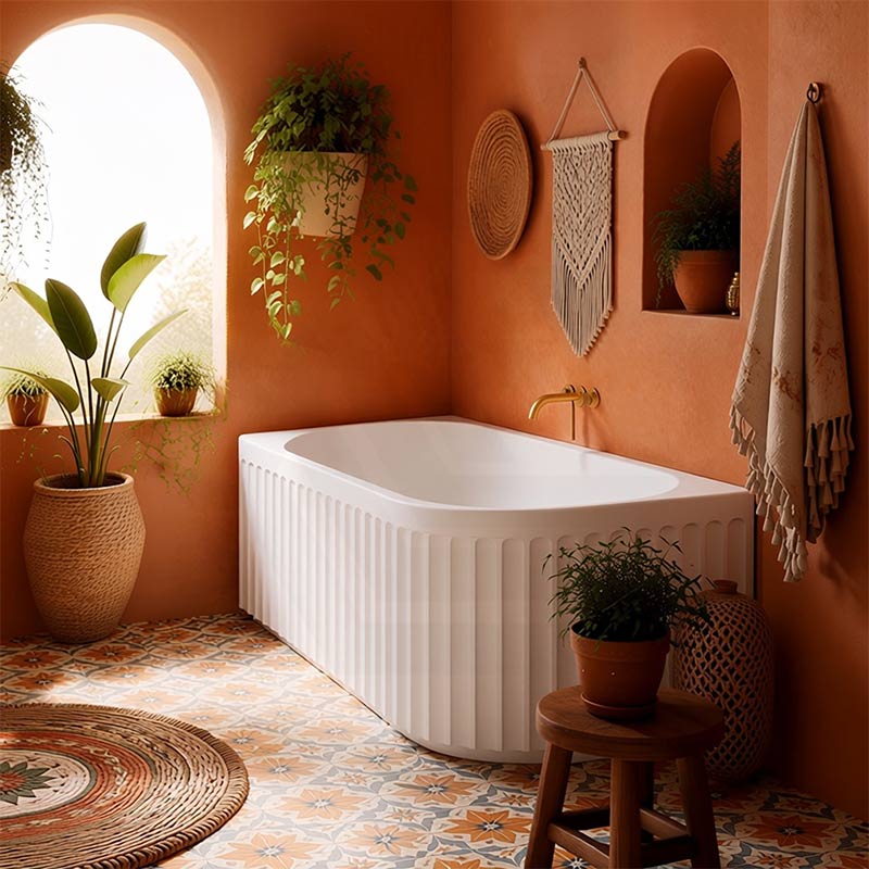 Roma Acrylic Left/Right Corner Bathtub NO Overflow 1500/1700mm - Gloss/Matt White