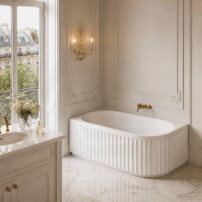 Roma Acrylic Left/Right Corner Bathtub NO Overflow 1500/1700mm - Gloss/Matt White