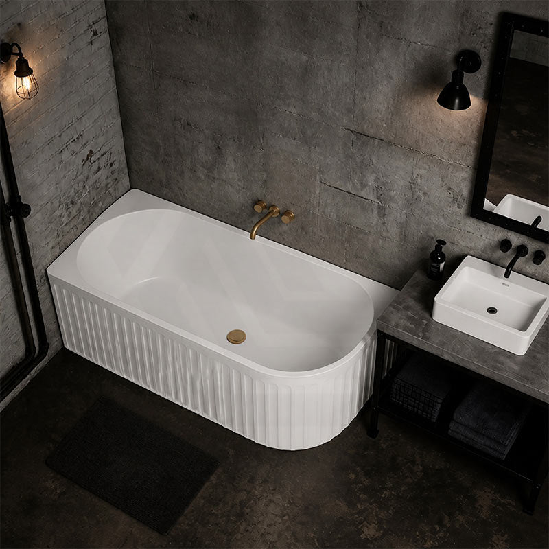 Roma Acrylic Left/Right Corner Bathtub NO Overflow 1500/1700mm - Gloss/Matt White