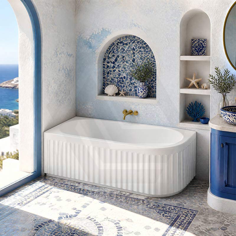 Roma Acrylic Left/Right Corner Bathtub NO Overflow 1500/1700mm - Gloss/Matt White