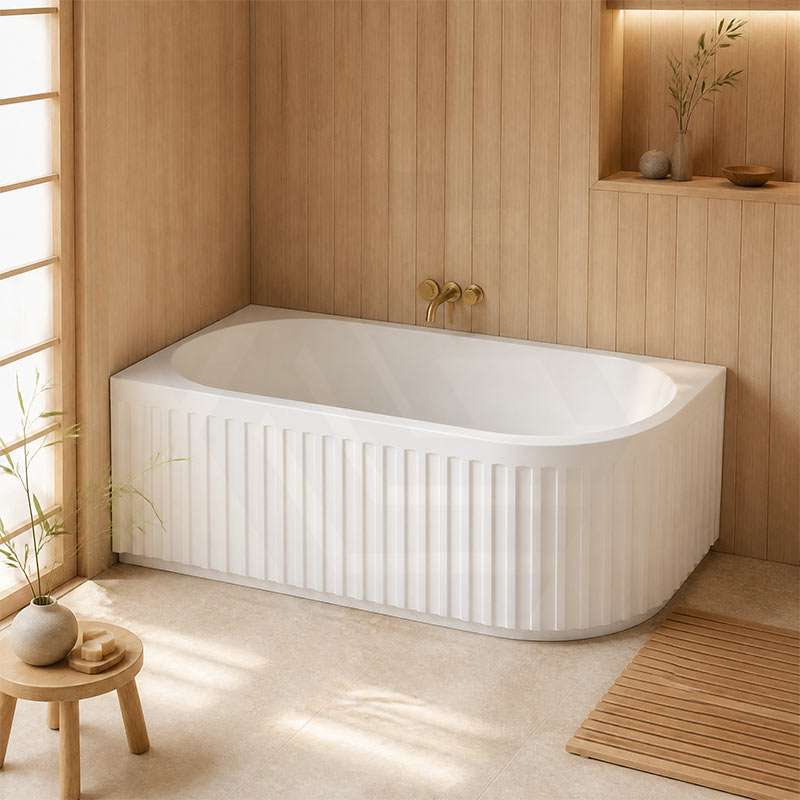 Roma Acrylic Left/Right Corner Bathtub NO Overflow 1500/1700mm - Gloss/Matt White