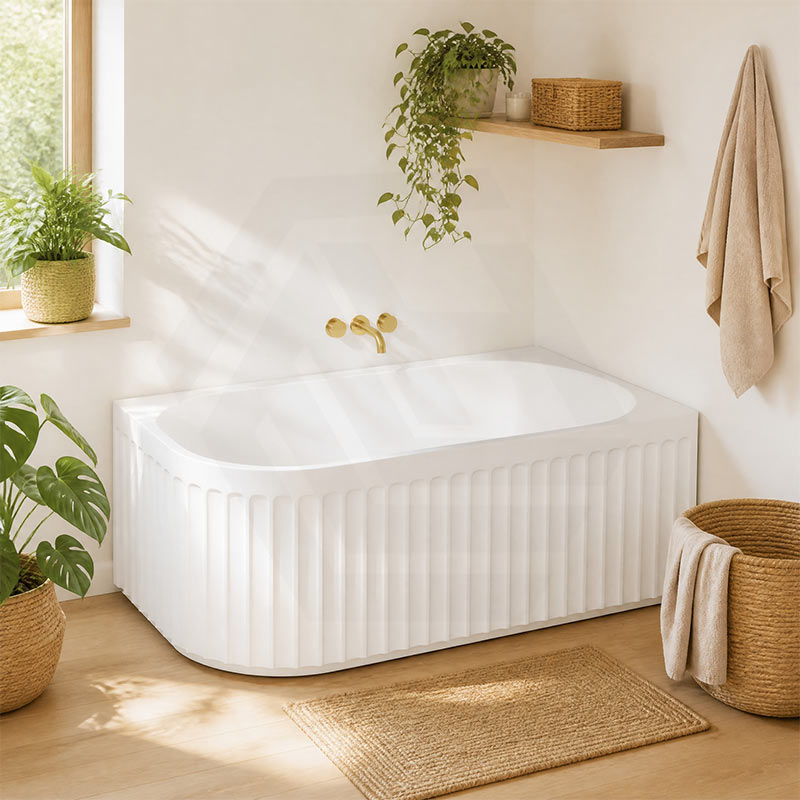 Roma Acrylic Left/Right Corner Bathtub NO Overflow 1500/1700mm - Gloss/Matt White