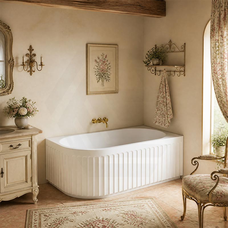 Roma Acrylic Left/Right Corner Bathtub NO Overflow 1500/1700mm - Gloss/Matt White