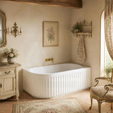 Roma Acrylic Left/Right Corner Bathtub NO Overflow 1500/1700mm - Gloss/Matt White