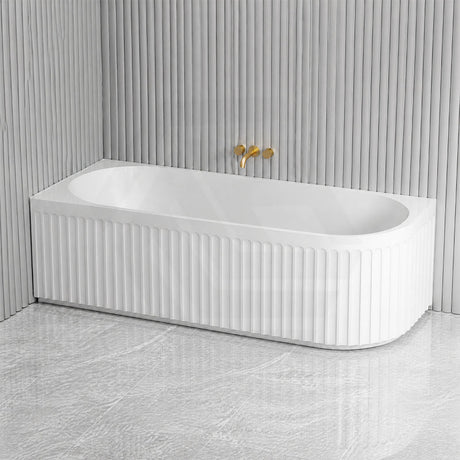Roma Acrylic Left/Right Corner Bathtub NO Overflow 1500/1700mm - Gloss/Matt White