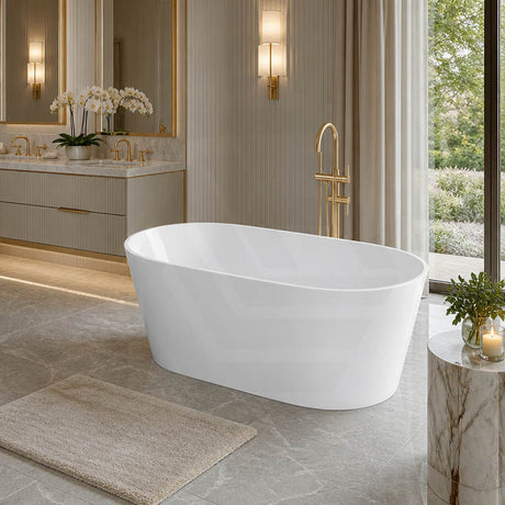 Oval Bathtub Freestanding Acrylic NO Overflow 1200/1300/1400/1500/1600/1700mm - Gloss White