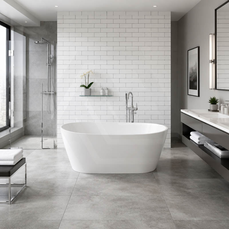 Oval Bathtub Freestanding Acrylic NO Overflow 1200/1300/1400/1500/1600/1700mm - Gloss White