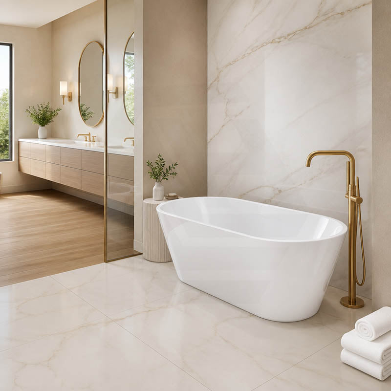Oval Bathtub Freestanding Acrylic NO Overflow 1200/1300/1400/1500/1600/1700mm - Gloss White