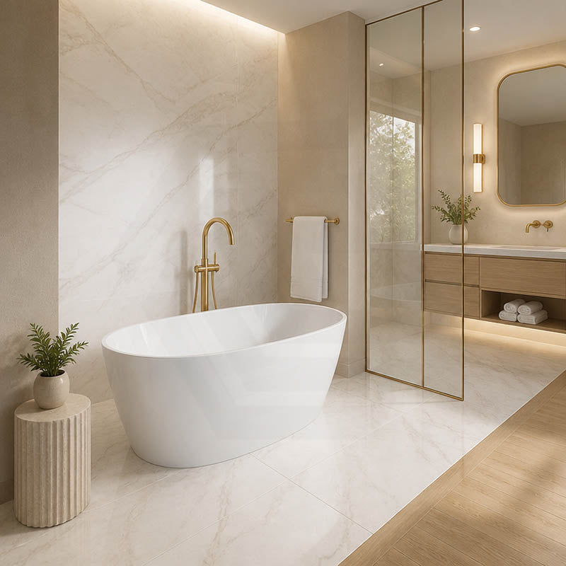 Oval Bathtub Freestanding Acrylic NO Overflow 1200/1300/1400/1500/1600/1700mm - Gloss White