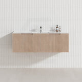 600-1500Mm Wall Hung Vanity Fluted Style American Oak Color Pvc Coating 1200Mm / With Classic