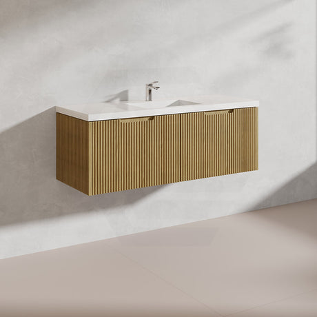 1200mm Vienna Wall Hung Single/Double Vanity Fluted Style PVC Coating 5 Colours Available